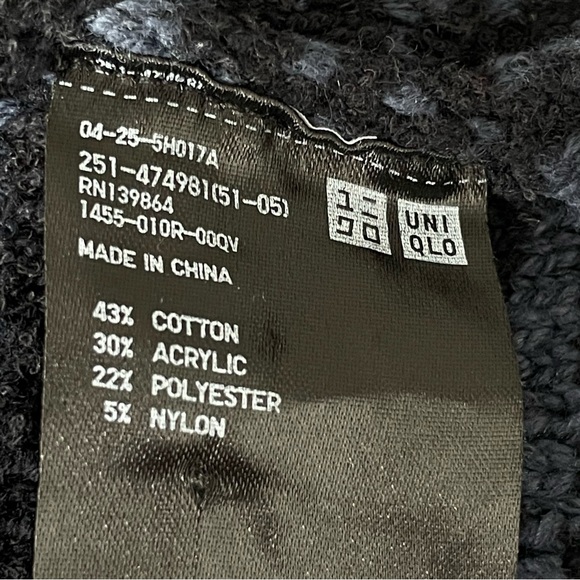 Uniqlo Knitted Short Jacket Blue Black Textured Size XL - Picture 10 of 14